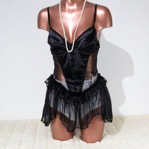 Vintage Satin & Nylon Babydoll L